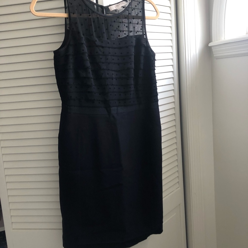 Beautiful mixed print black dress Loft size 4P